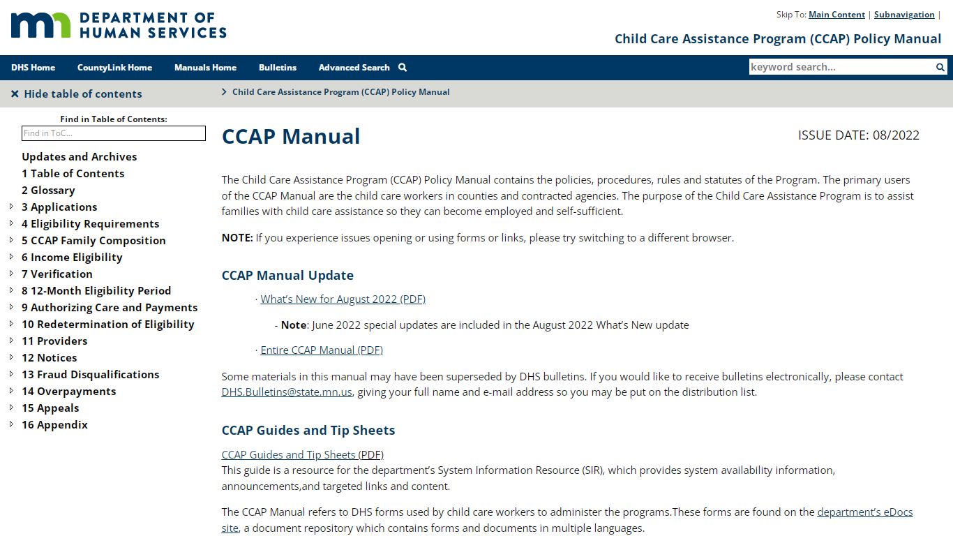 CCAP Manual - dhs.state.mn.us